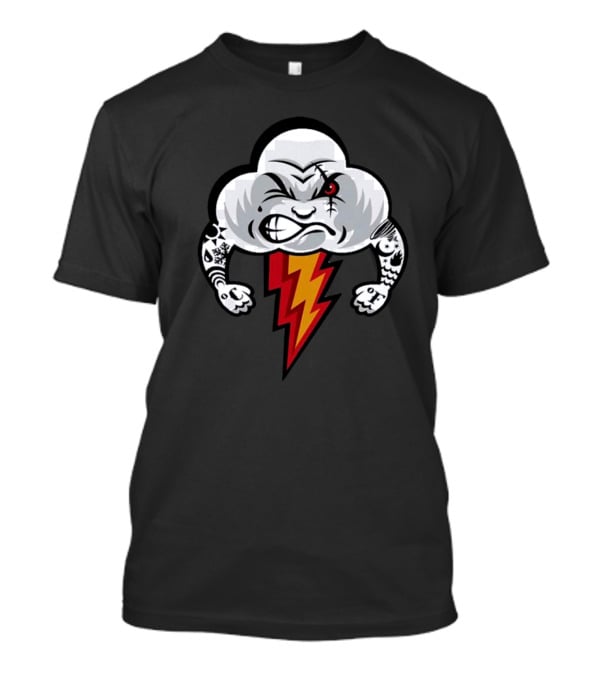 Bad Weather Angry Thunderstorm Cloud With Tattoos And Lightning Bolt T-Shirt