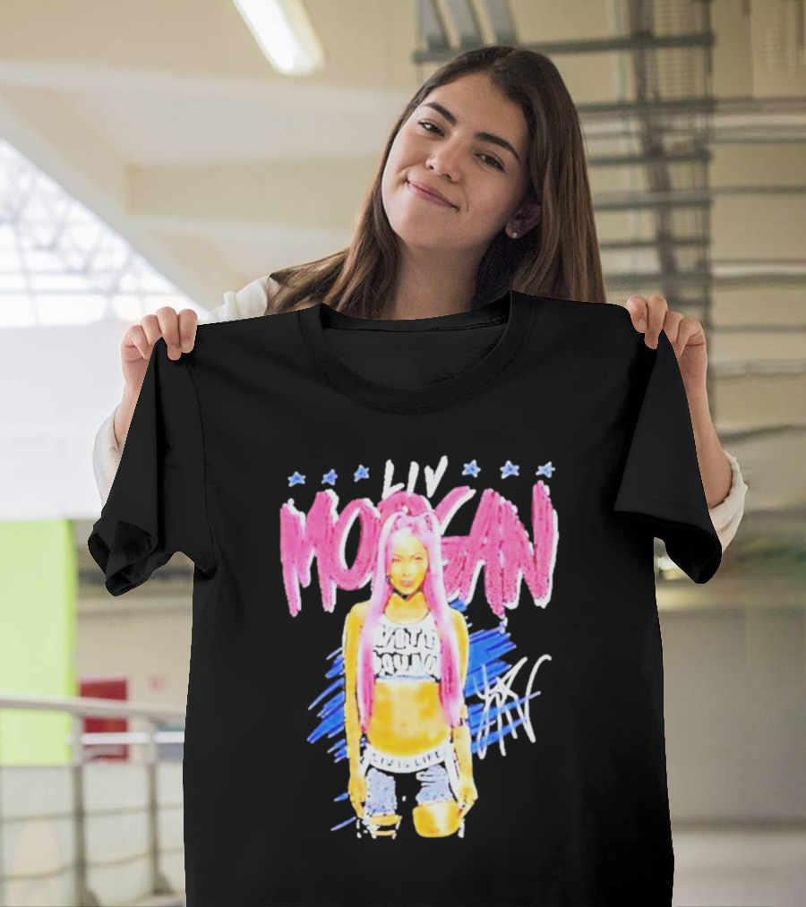 Liv Morgan Pop Signature Blue Stars T-Shirt