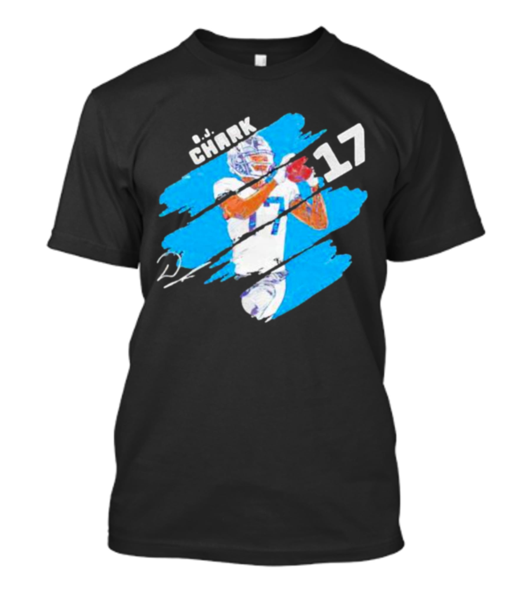D.J. Chark Carolina Panthers Stripes 17 Signature T-Shirt