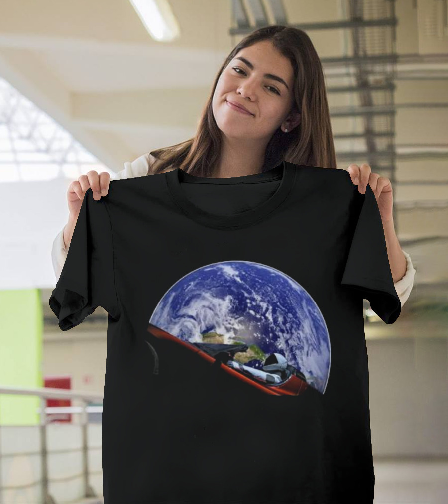 Elon Musk SpaceX Starman Earth Background T-Shirt
