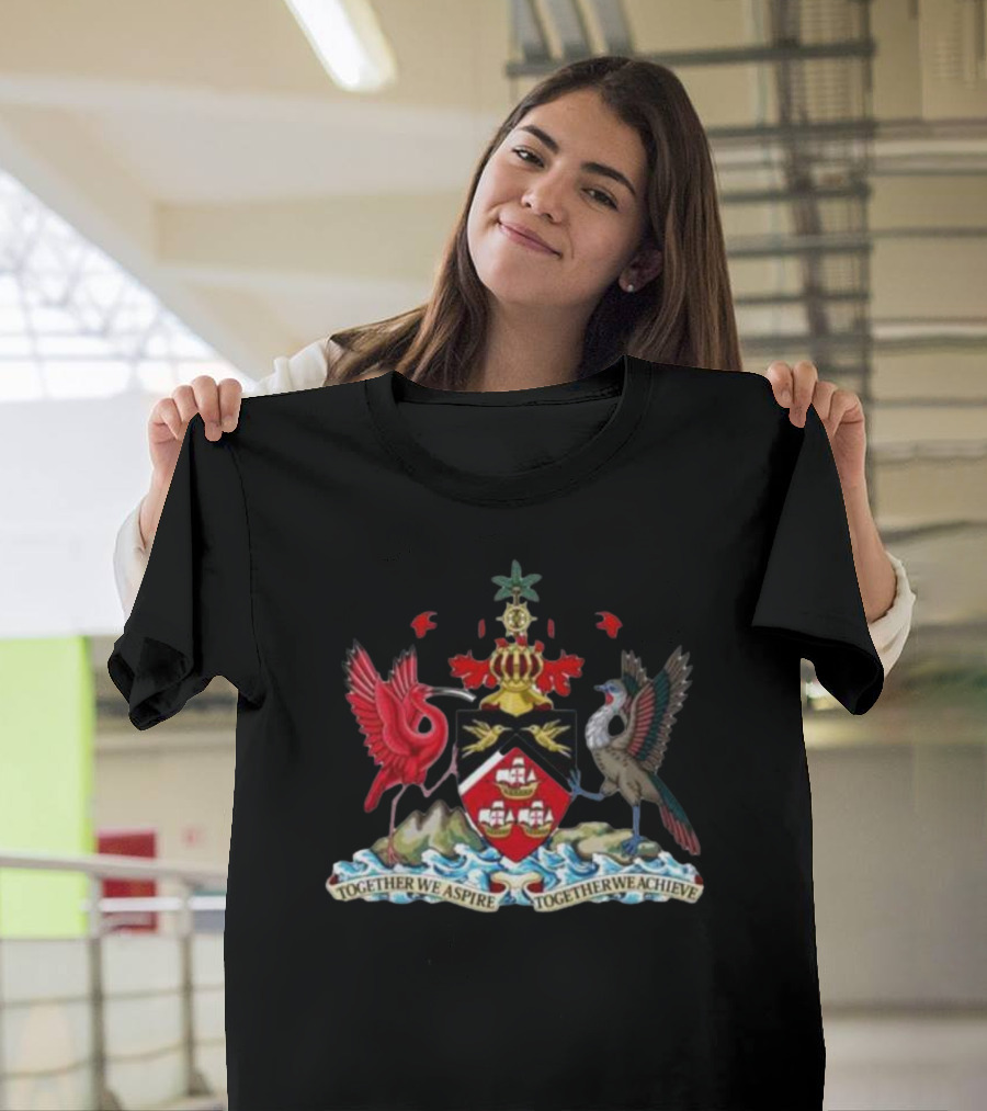 Coat of Arms of Trinidad and Tobago Together We Aspire Together We Achieve T-Shirt