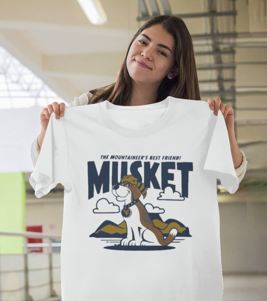 West Virginia Musket The Mountaineer’s Best Friend Golden Dog In Mountain Landscape T-Shirt