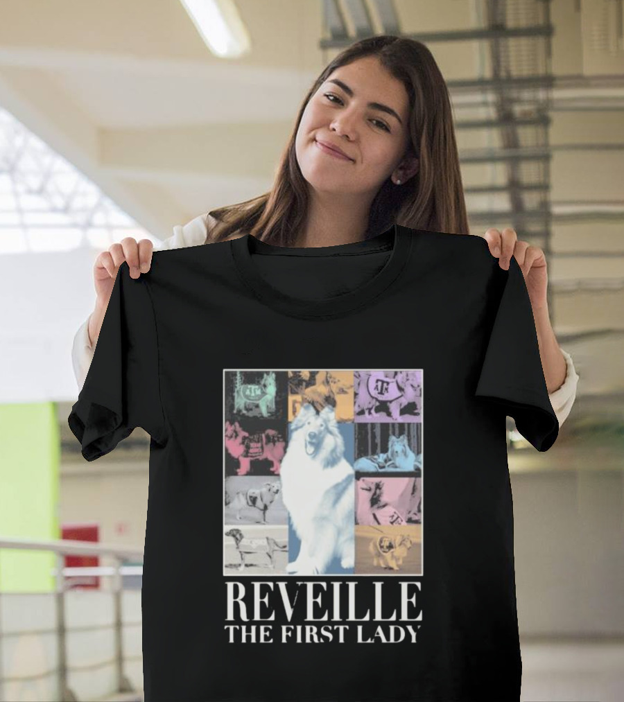 Reveille The First Lady Texas A&M Colorful Collage T-Shirt