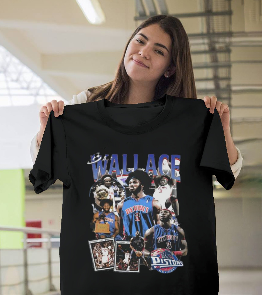 Ben Wallace Detroit Pistons Basketball Legends Collage T-Shirt