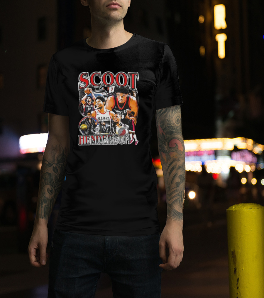 Scoot Henderson Portland Trail Blazers NBA Basketball Montage T-Shirt