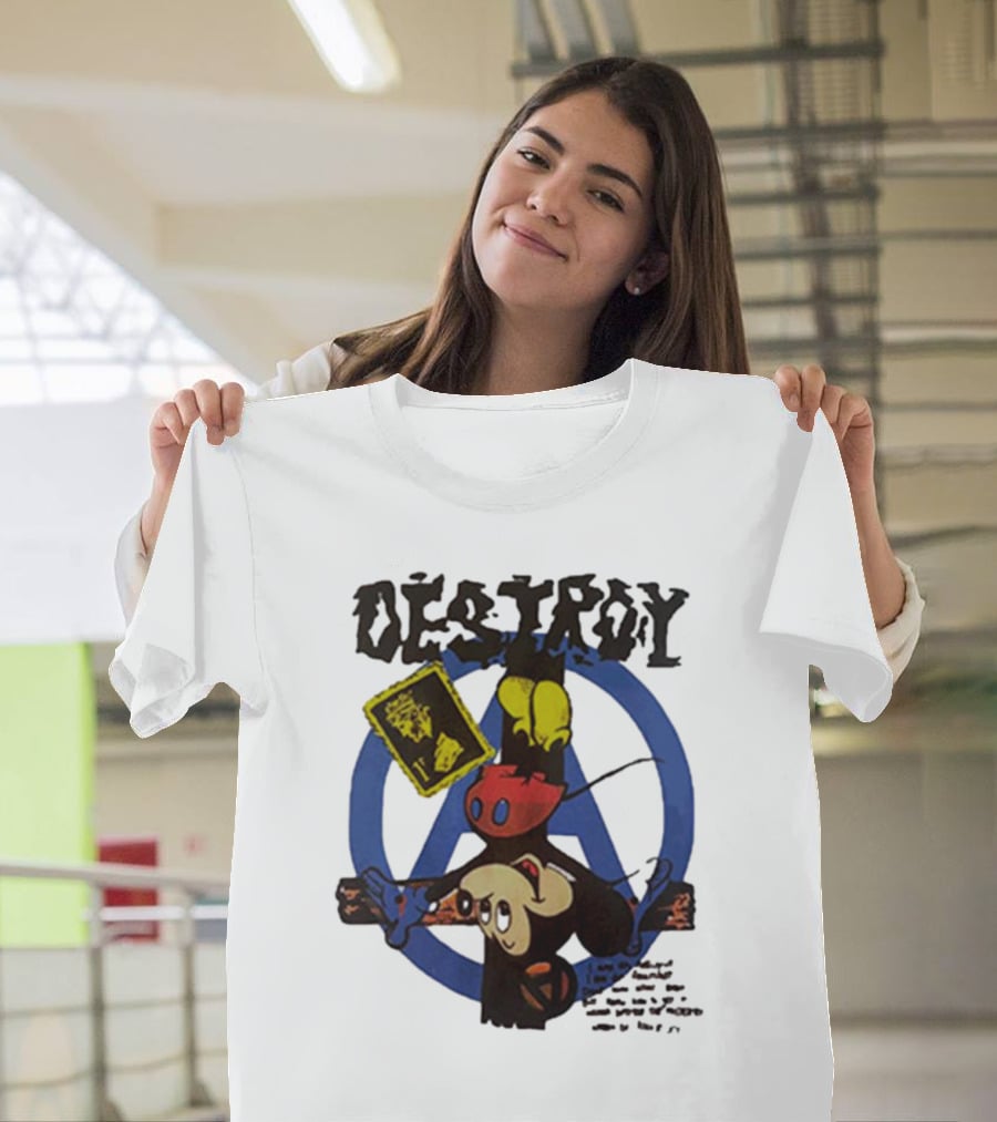 Destroy Crucified Mickey Mouse With Anarchy Symbol Seditionaries T-Shirt