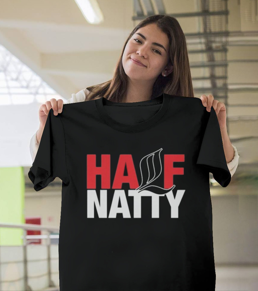 HALF NATTY Gym Bodybuilding Styled Leaf Motif T-Shirt