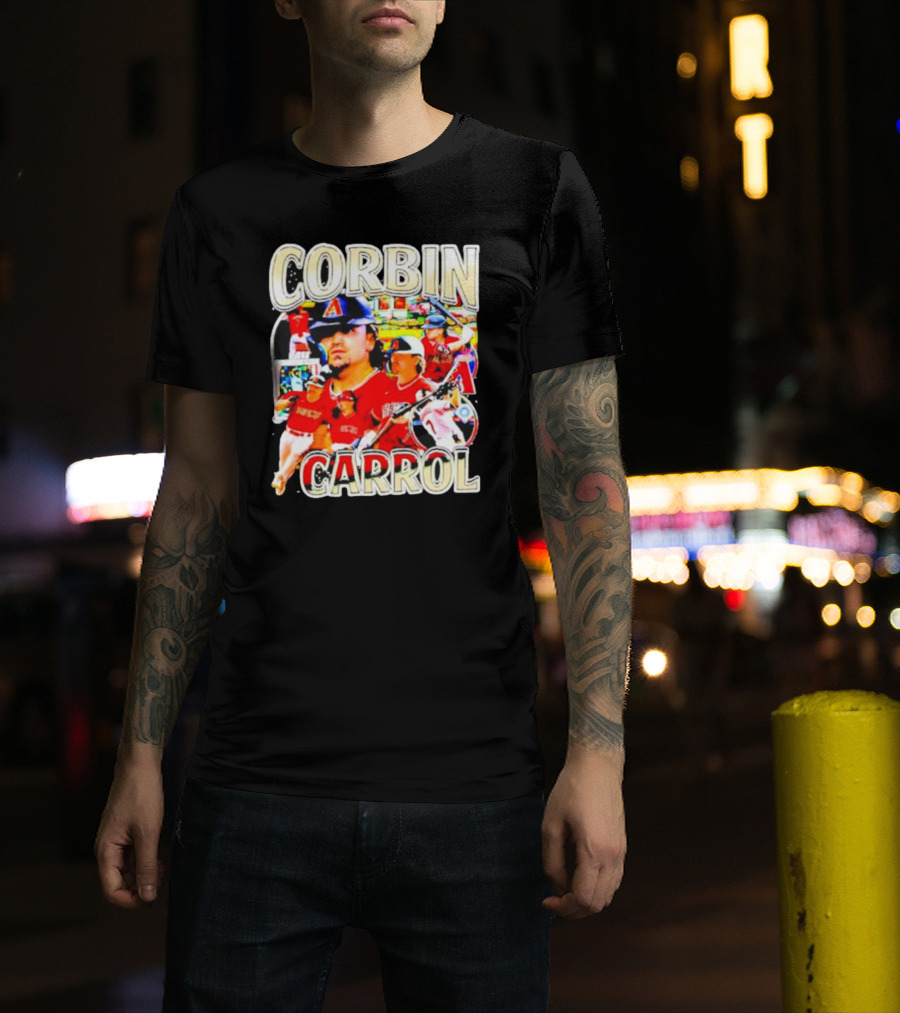 Corbin Carrol Baseball Vintage Player Action Collage T-Shirt