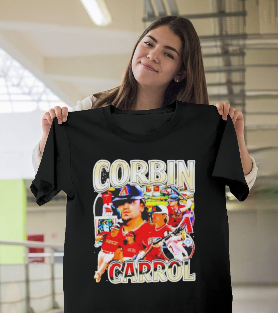 CORBIN CARROL BASEBALL VINTAGE PLAYER ACTION COLLAGE T-Shirt