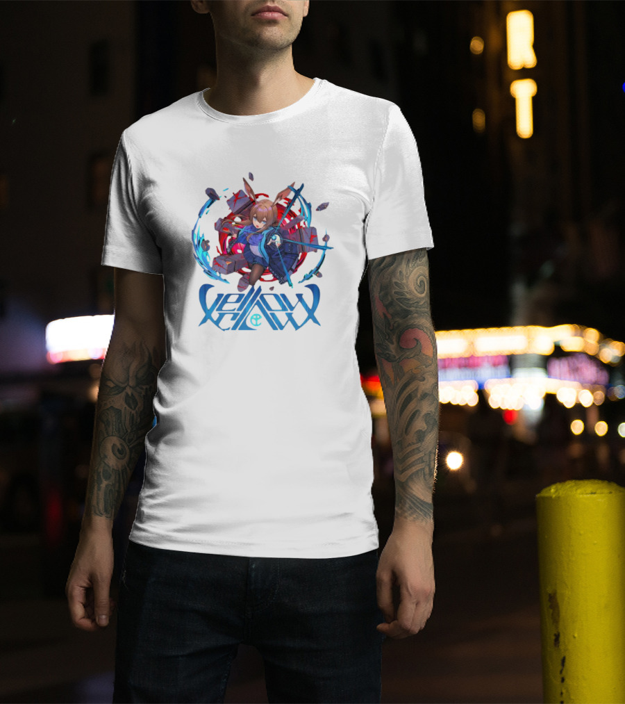 Arknights Yellow Claw Character With Sword And Energy Circle T-Shirt