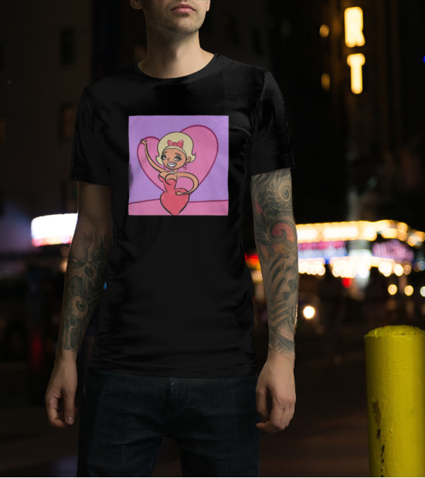 Jaymes Mansfield Cartoon Heart Outfit Pink Background T-Shirt