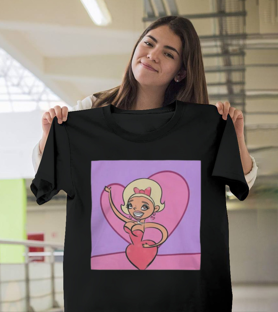 Jaymes Mansfield Cartoon Heart Outfit Pink Background T-Shirt