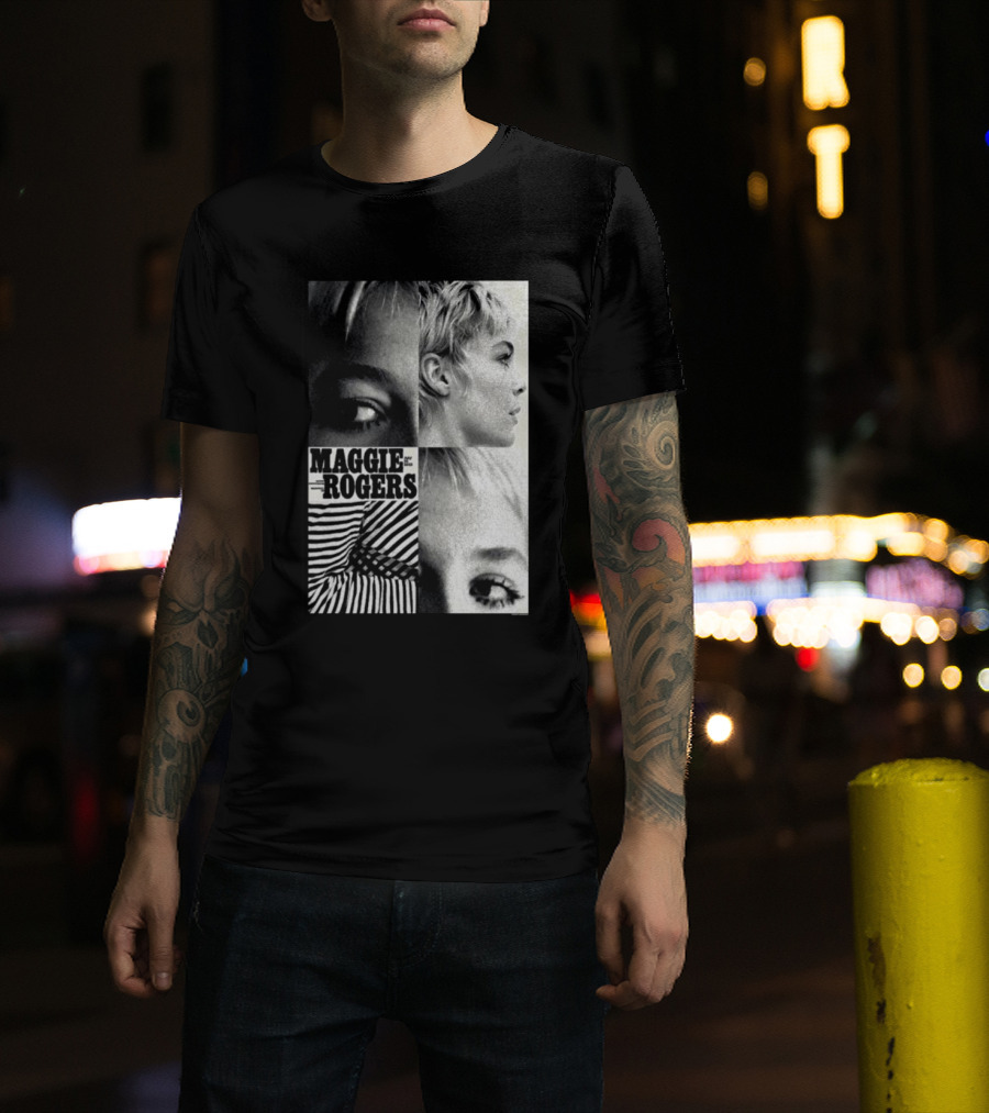 Maggie Rogers Vintage Black And White Portrait Collage Nashville T-Shirt