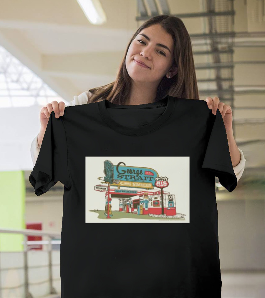 George Strait Chris Stapleton Little Big Town Nissan Stadium Tour Retro Sign T-Shirt
