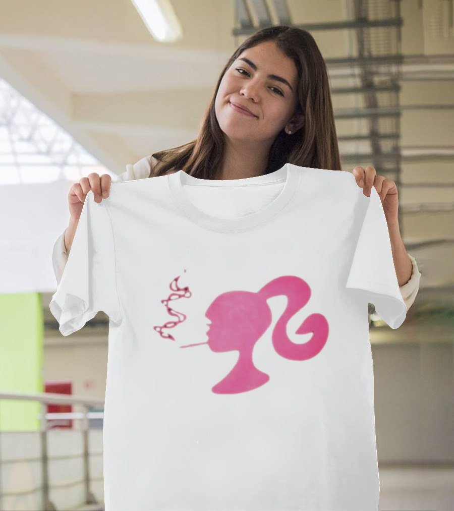 Smoking Pink Silhouette Barbie T-Shirt