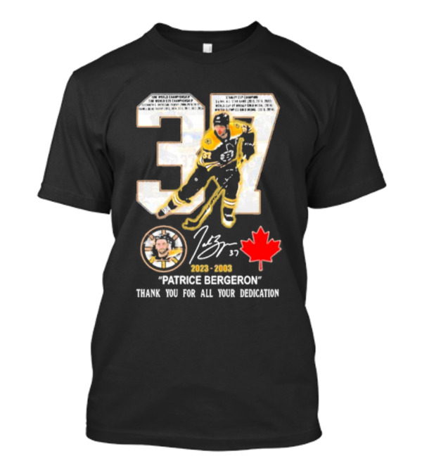 37 Patrice Bergeron Thank You For All Your Dedication 2003-2023 T-Shirt