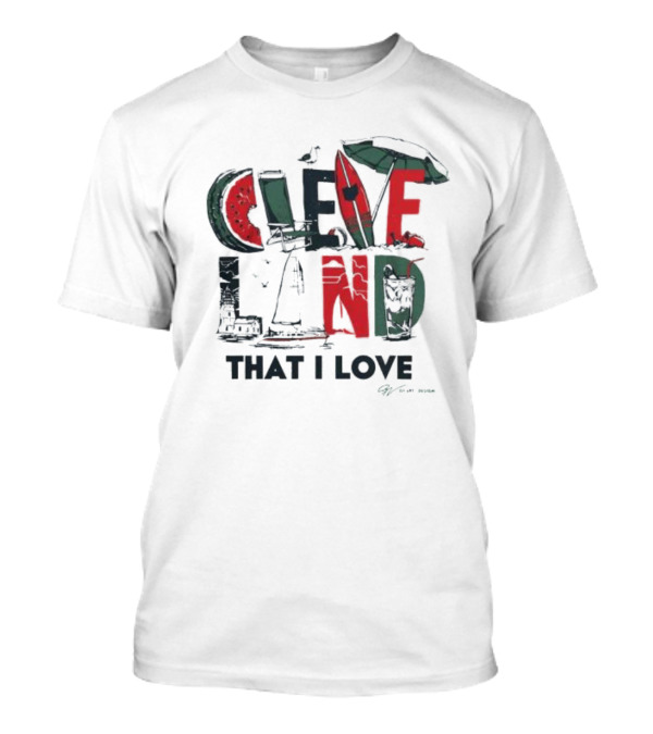 Cleveland Summer Watermelon Surfboard Umbrella Theme That I Love T-Shirt