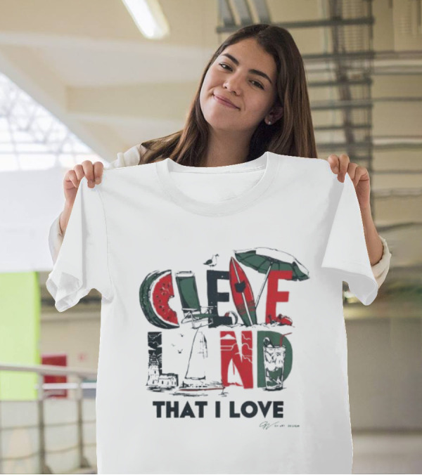Cleveland Summer Watermelon Surfboard Umbrella Theme That I Love T-Shirt