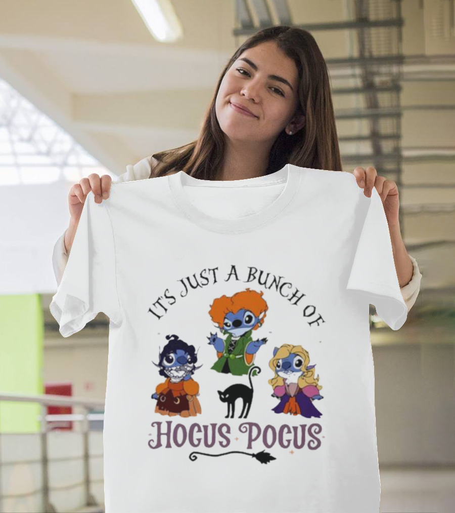 It's Just A Bunch Of Hocus Pocus Halloween Stitch Characters T-Shirt