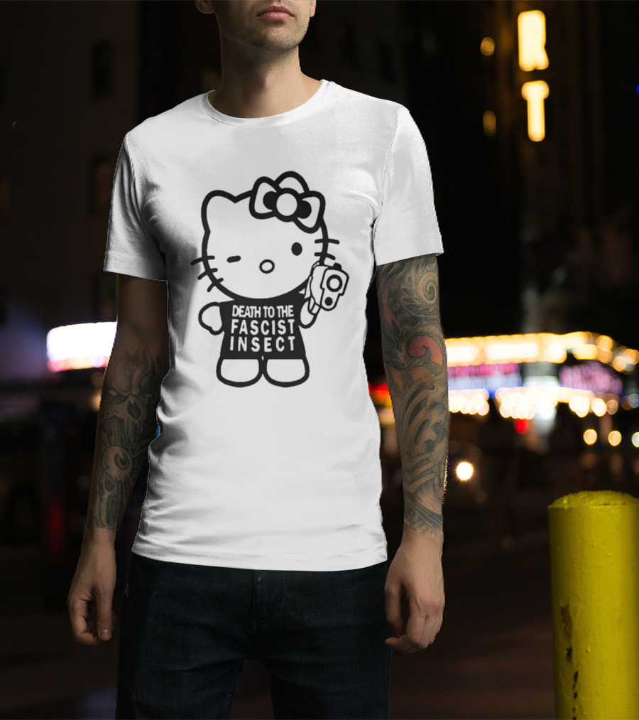 Death To The Fascist Insect Hello Kitty With Gun T-Shirt