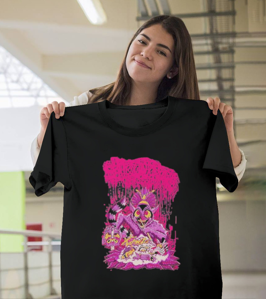 Sanguisugabogg Madagascar Lemur Creature in Psychedelic Pink with Dripping Effect T-Shirt