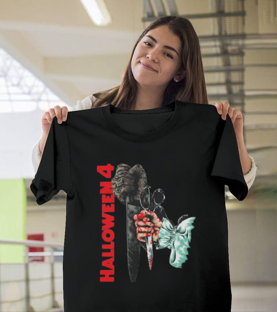 Halloween 4 Shadow Of The Shape Mask Knife Hand T-Shirt