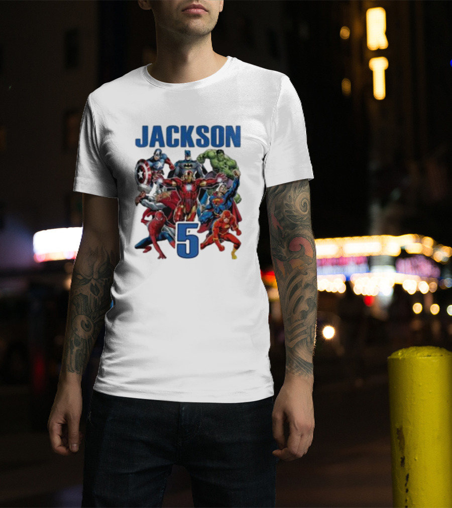 Jackson 5 Super Hero Birthday Avengers Family T-Shirt