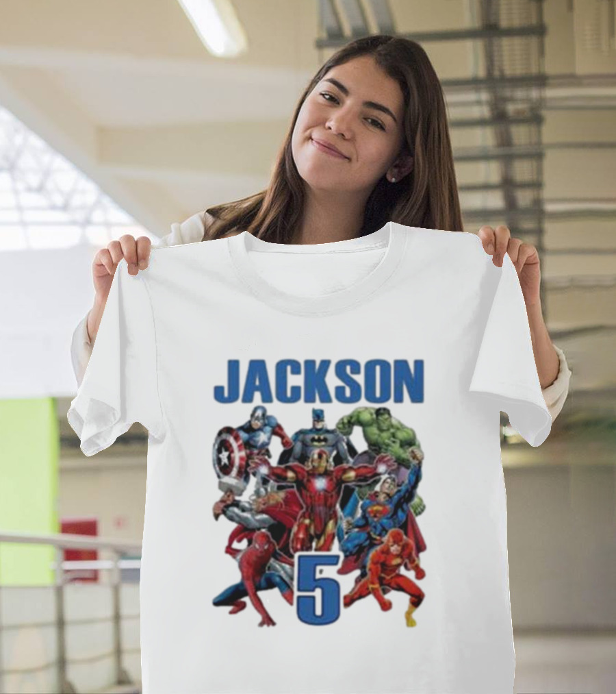 Jackson 5 Super Hero Birthday Avengers Family T-Shirt