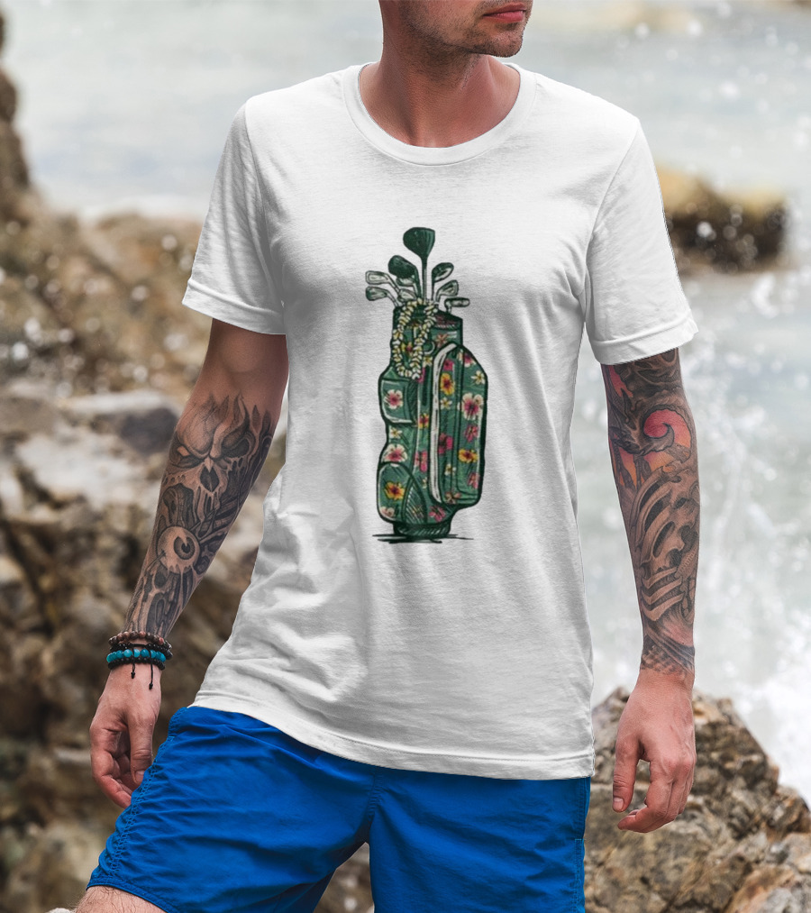 Golf Maui Pocket Hawaiian Floral Golf Bag T-Shirt