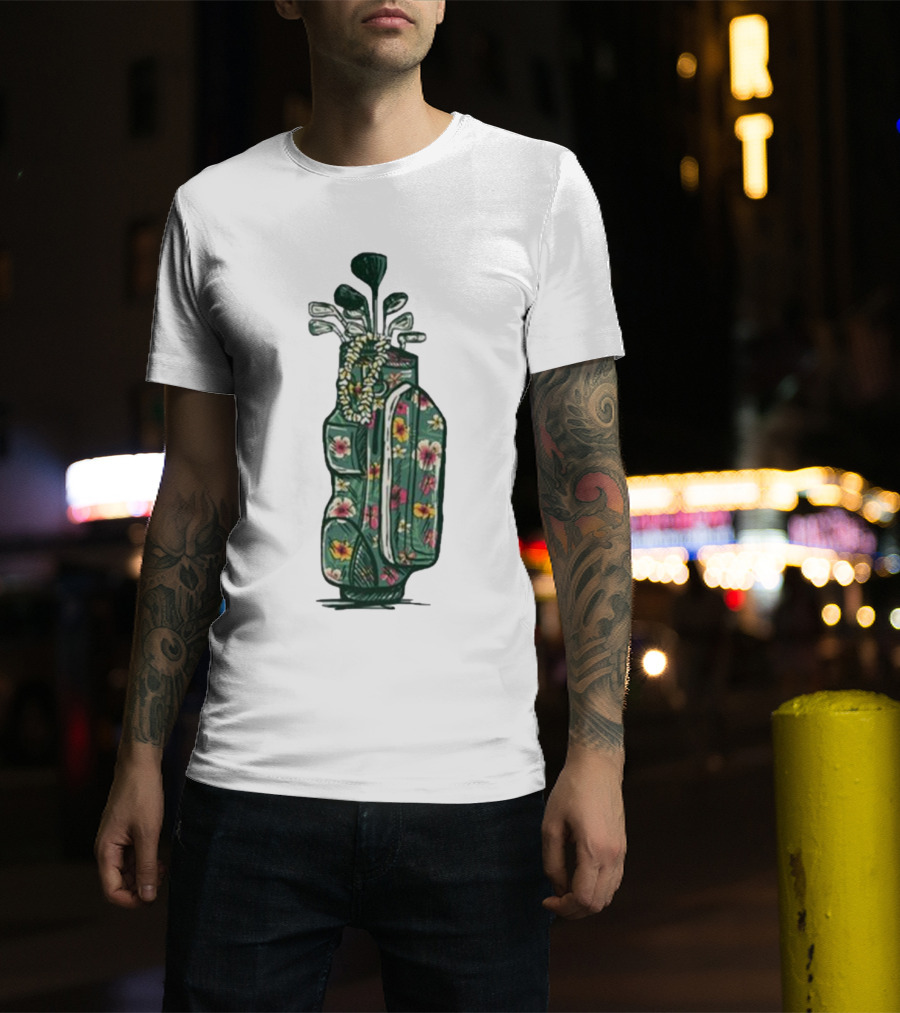 Golf Maui Pocket Hawaiian Floral Golf Bag T-Shirt