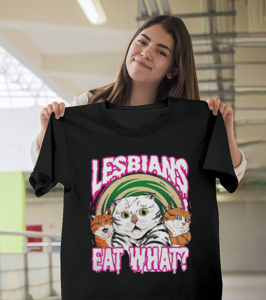 Lesbians Eat What Cats Cartoon T-Shirt