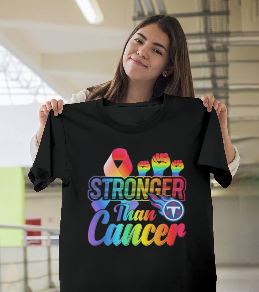 Tennessee Titans Rainbow Stronger Than Cancer NFL Awareness T-Shirt