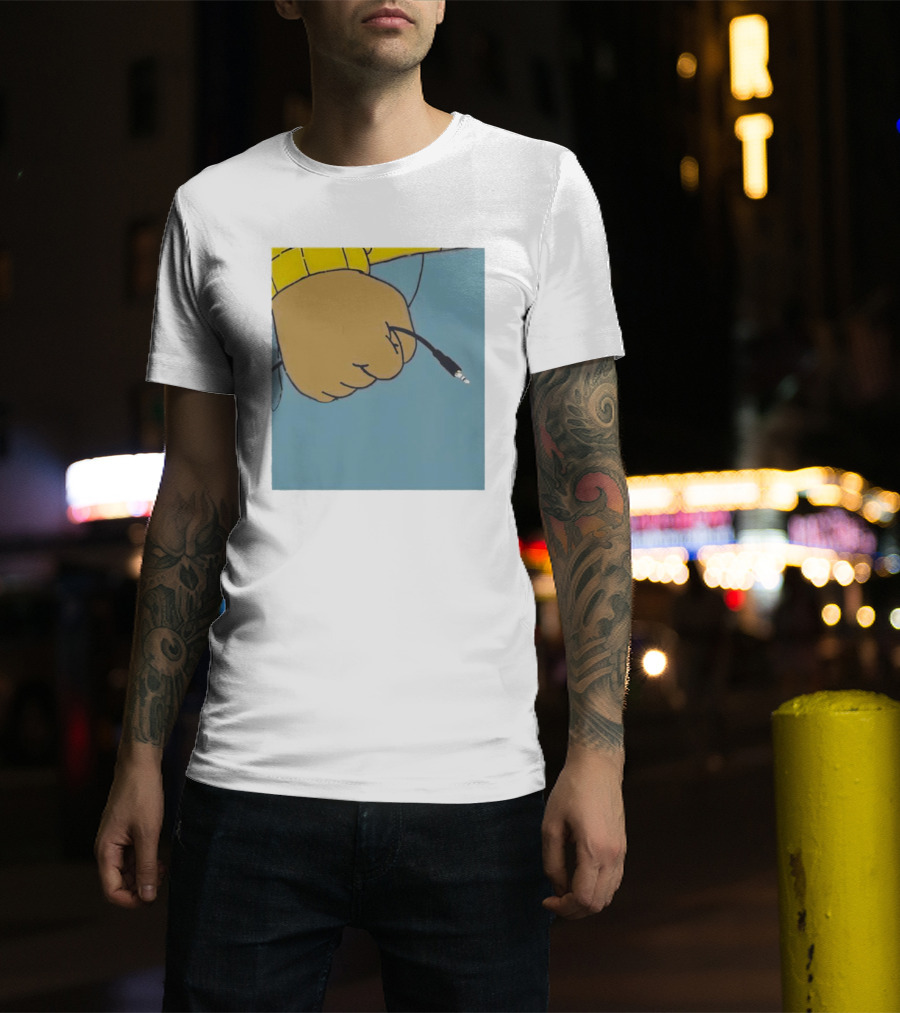 Arnold Pass The Aux Hand Holding Audio Cable Meme T-Shirt