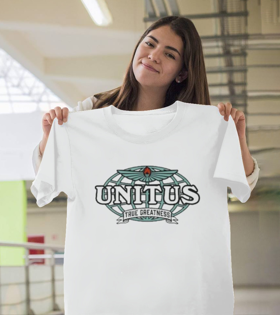 Unitus True Greatness Winged Emblem Globe Background T-Shirt