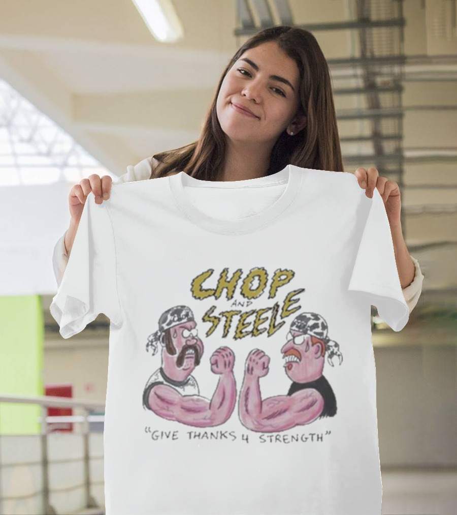 Found Footage Fest Chop And Steele Give Thanks 4 Strength Arm Wrestling Cartoon T-Shirt