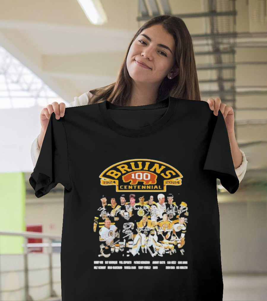 Bruins 100 Centennial 1924 2024 Legends and Signatures T-Shirt