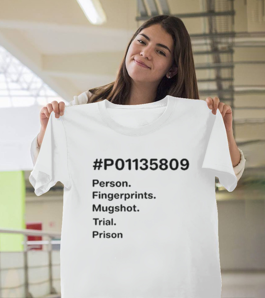 P01135809 Person Fingerprints Mugshot Trial Prison T-Shirt