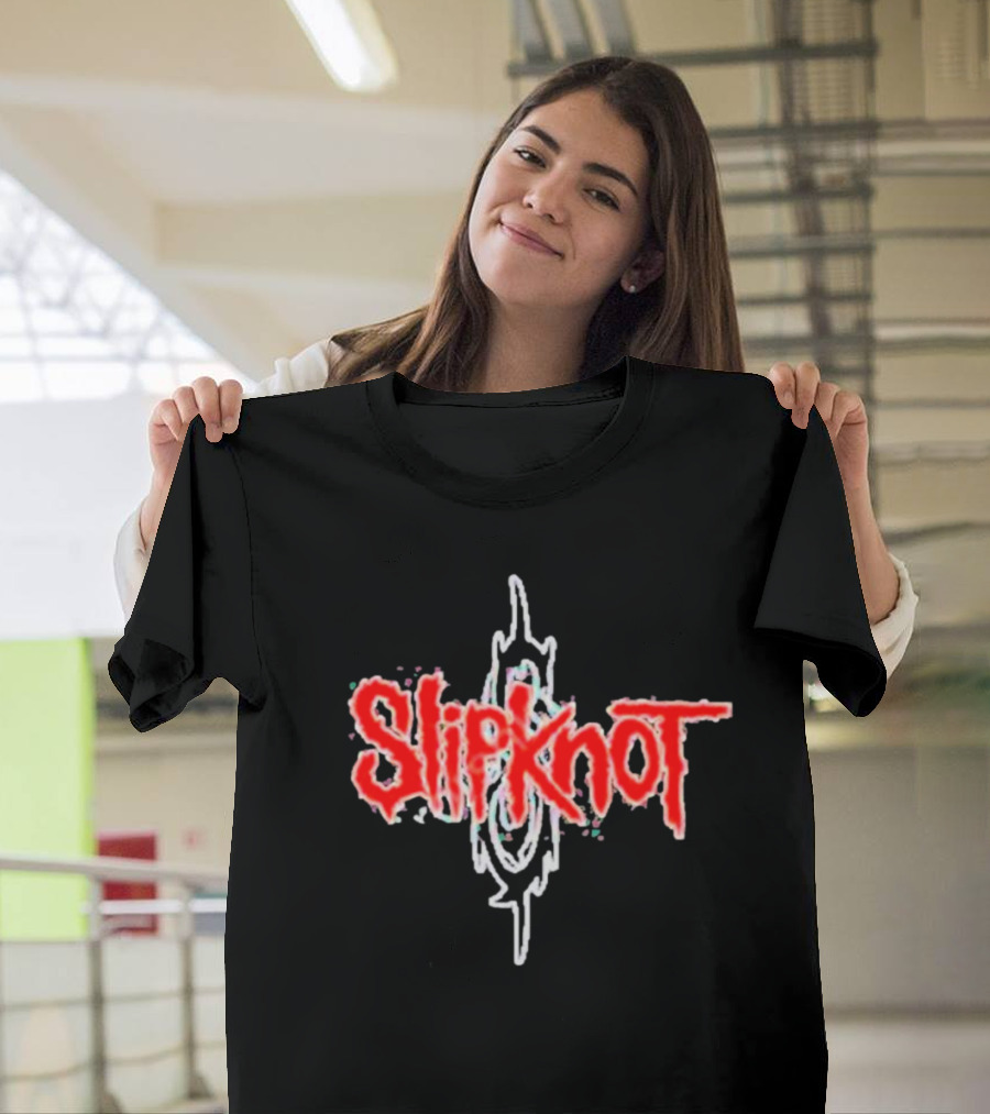 Slipknot Red Stylized Text With White Tribal T-Shirt