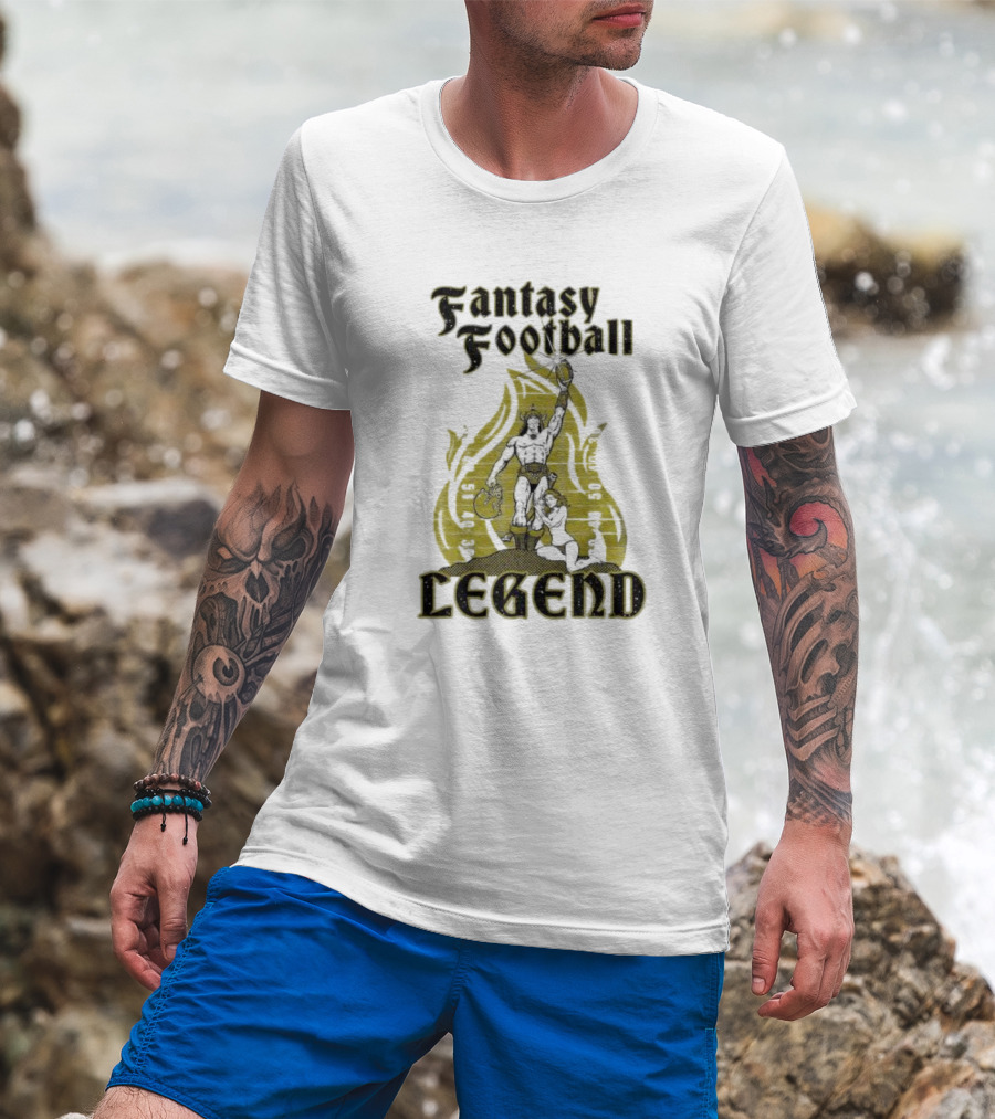 Fantasy Football Legend Viking Flame Background T-Shirt