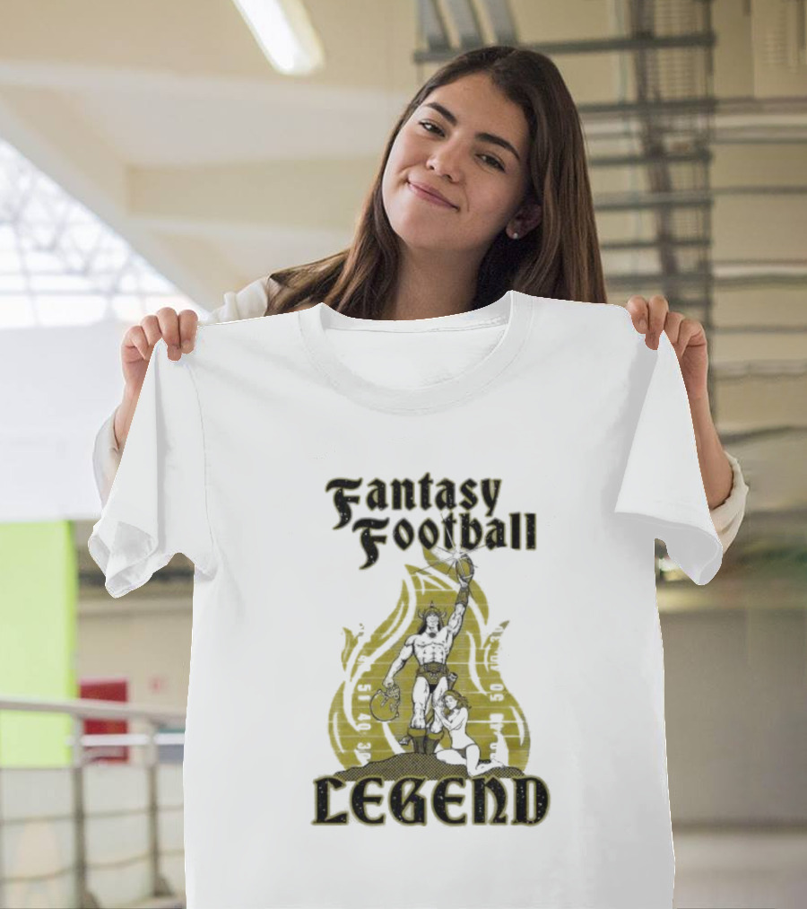 Fantasy Football Legend Viking Flame Background T-Shirt