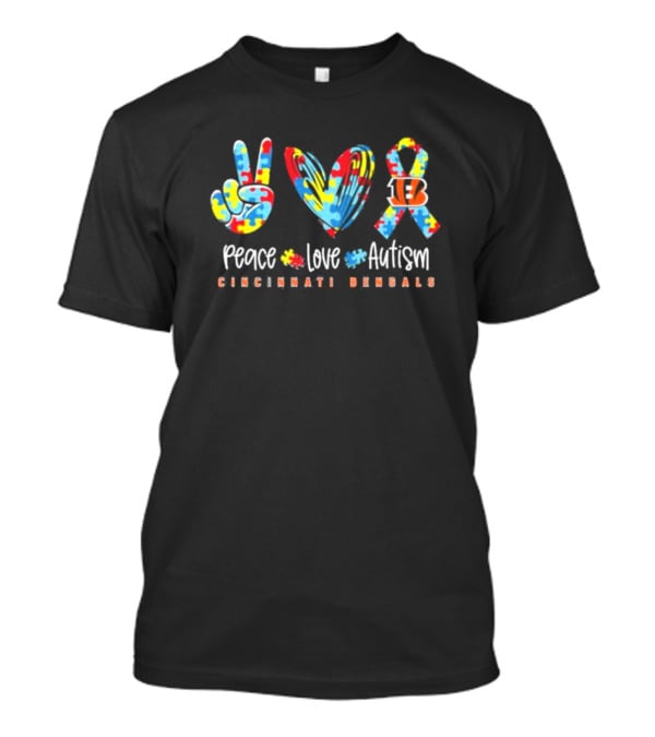 Peace Love Autism Cincinnati Bengals NFL Puzzle T-Shirt