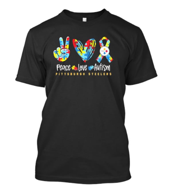 Peace Love Autism Pittsburgh Steelers NFL Puzzle T-Shirt