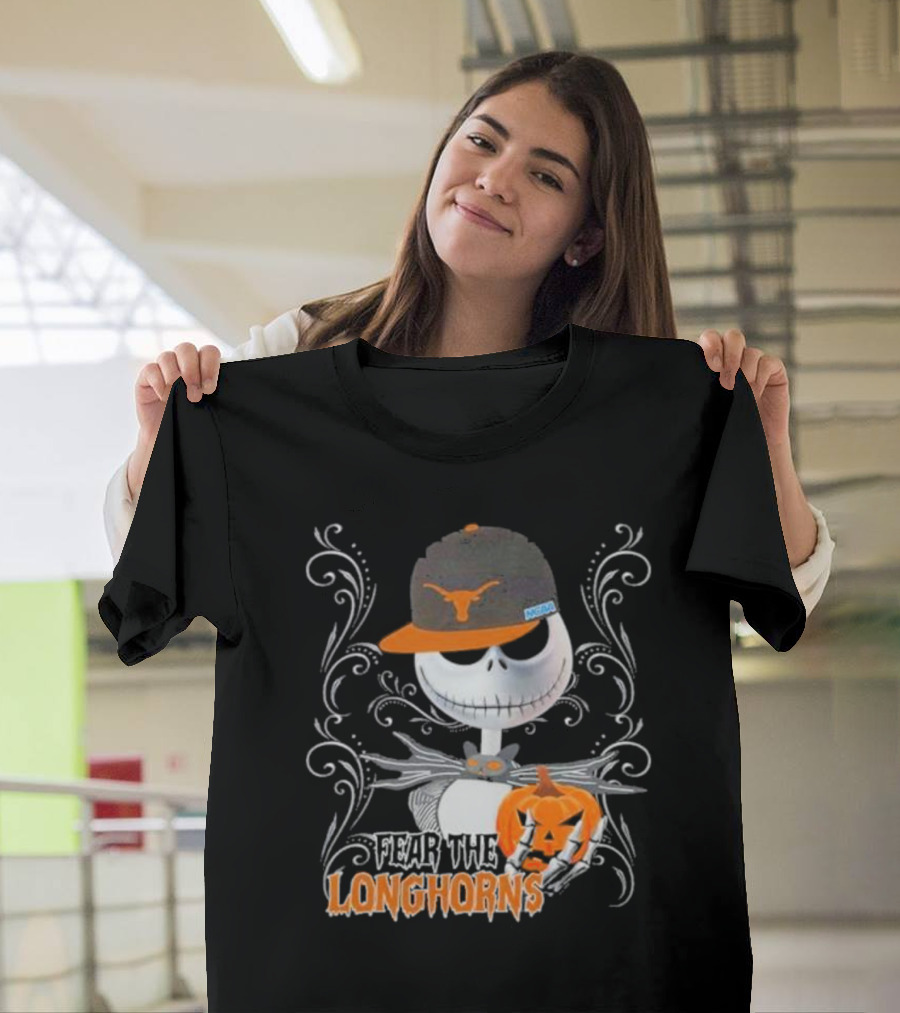 Fear The Longhorns Jack Skellington Pumpkin Halloween T-Shirt
