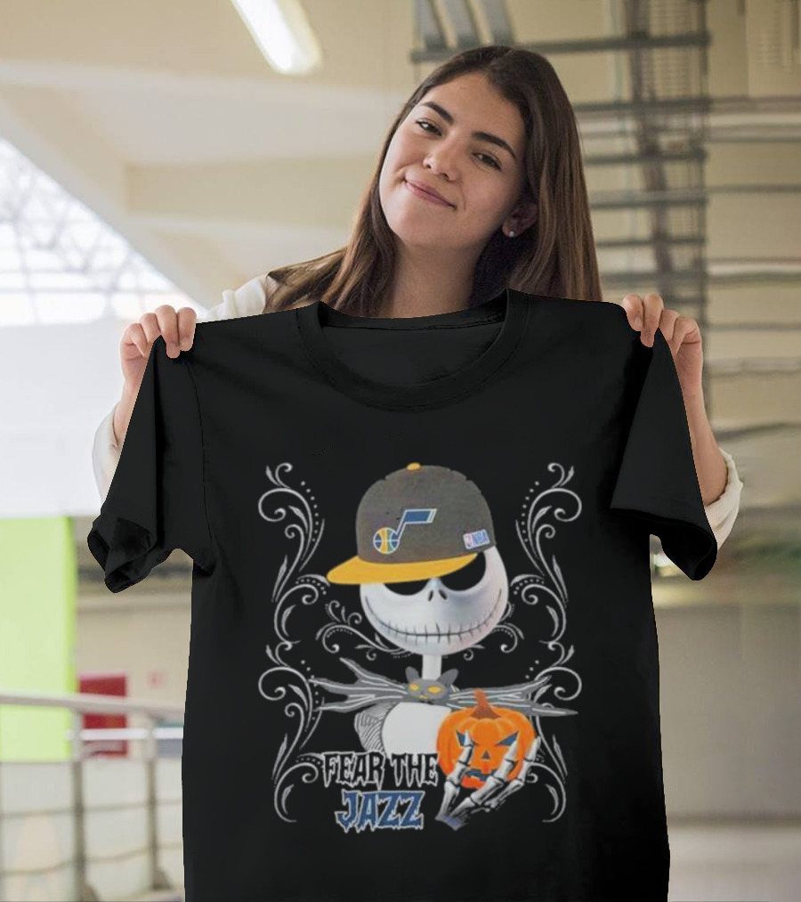 Jack Skellington Fear The Jazz Utah Pumpkin Halloween T-Shirt
