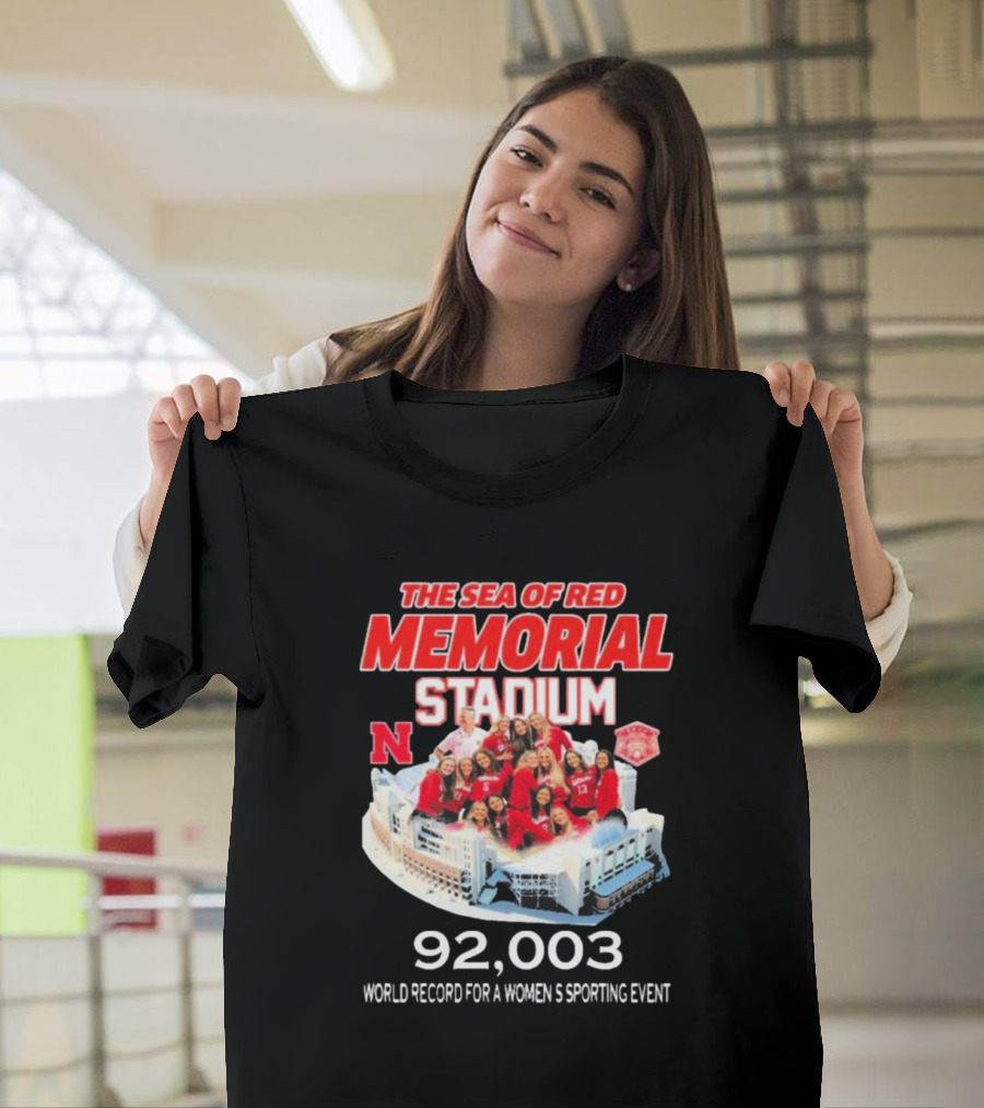 The Sea Of Red Memorial Stadium Nebraska Volleyball 92,003 World Record For A Women's Sporting Event T-Shirt