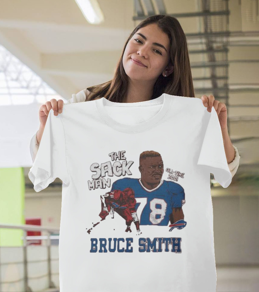 Buffalo Bills Bruce Smith The Sack Man All Time 200 Hall of Fame T-Shirt