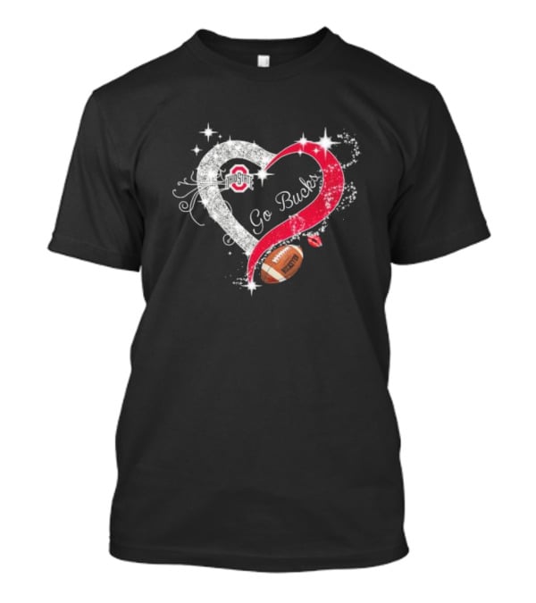 Ohio State Buckeyes Heart Go Bucks Football Diamond T-Shirt