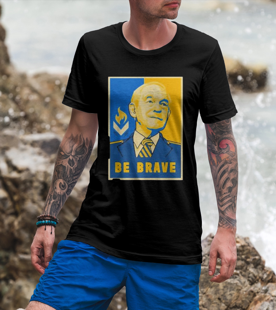 Ron Paul Be Brave Inspirational Blue And Yellow T-Shirt