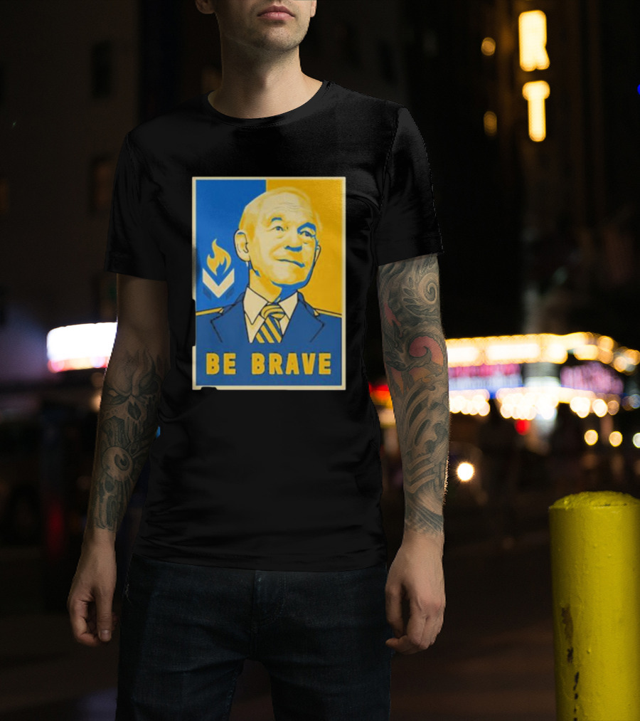 Ron Paul Be Brave Inspirational Blue And Yellow T-Shirt