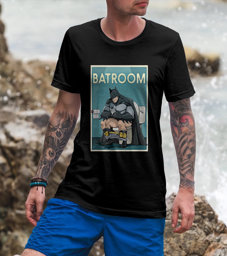 Batman Toilet Batroom Comic Panel T-Shirt